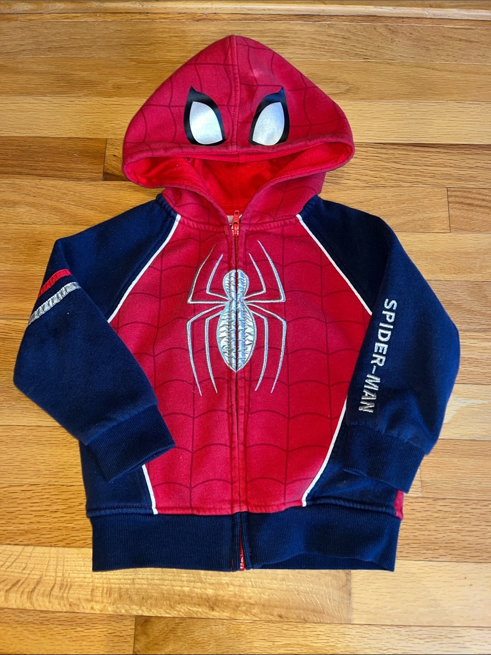 Spiderman Red and Navy Hooded Zip-Up Sweatshirt
